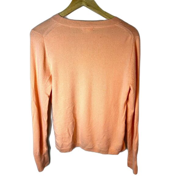 J. Crew Peachy Orange 100% Cashmere Classic Crewneck Sweater Size L - Picture 7 of 10